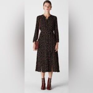 Whistles Black Long Sleeve V-Neck Sundress